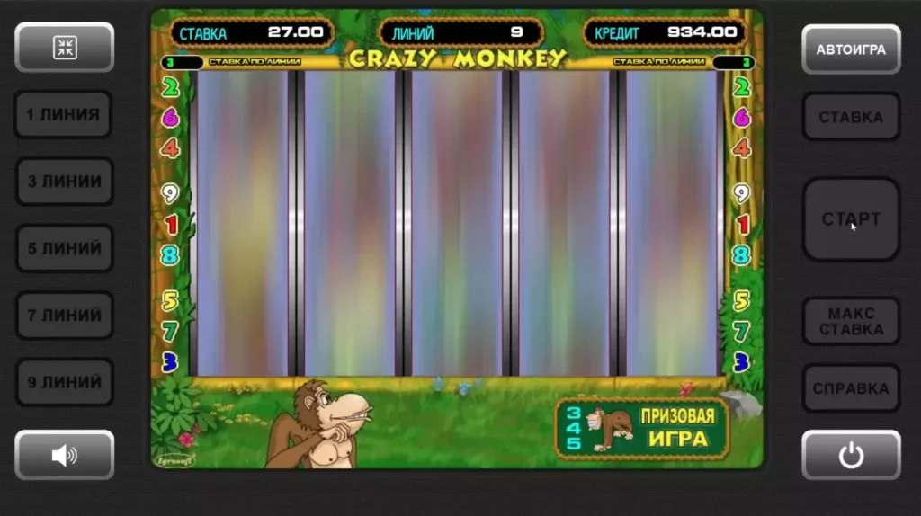 Геймплей автомата Crazy Monkey